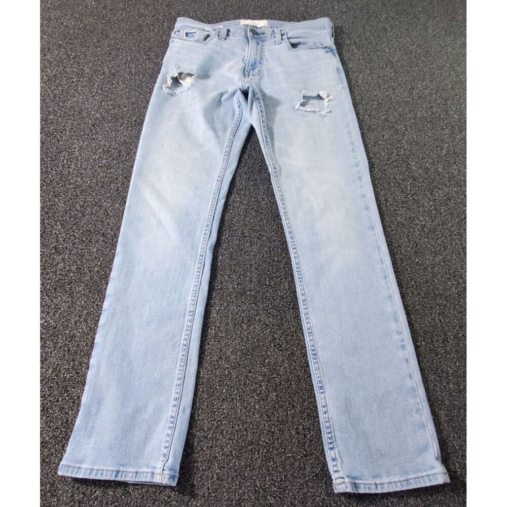 Hollister Slim Straight Jeans Men's 30x32 Distressed Epic Flex Light Wash